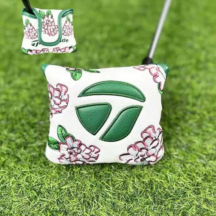 Botanical L-Neck Golf Headcover: Sakura/Green Blade Design with Shock-Absorbing Core & Anti-Fade Coating 
Botanical L-Neck Golf Headcover: Sakura/Green Blade Design with Shock-Absorbing Core & Anti-Fade Coating