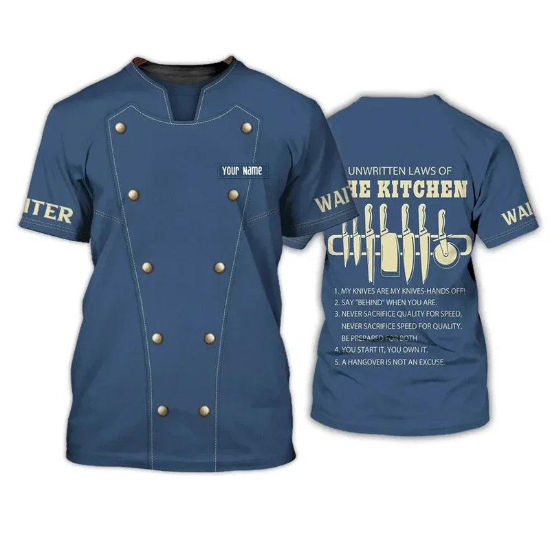 Kitchen Knife Graphic Chef T-shirt For Men Women 3D Printing Fake Pattern T Shirt Summer Fashion Cosplay Costume Short Sleeves
Kitchen Knife Graphic Chef T-shirt For Men Women 3D Printing Fake Pattern T Shirt Summer Fashion Cosplay Costume Short Sleeves