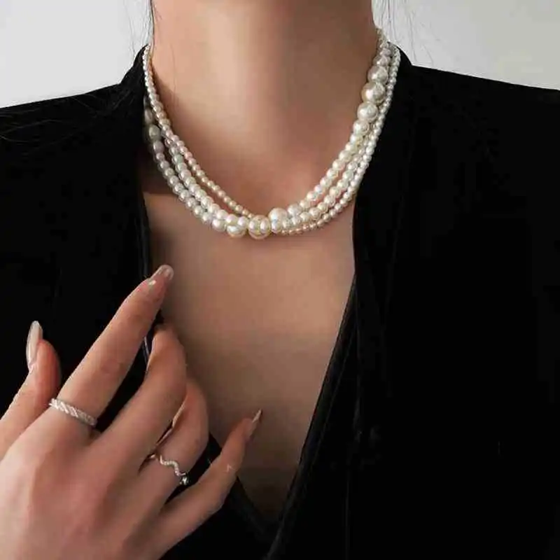 Premium multi-layer pearl stacked necklace new fashion temperament simple collarbone chain exquisite neck chain
Premium multi-layer pearl stacked necklace new fashion temperament simple collarbone chain exquisite neck chain