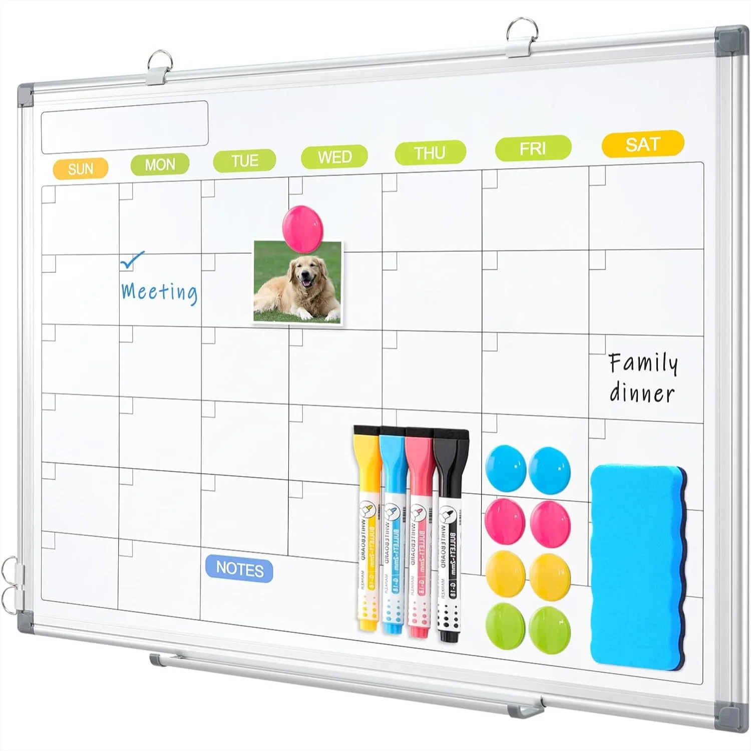 Double-Sided Dry Erase Calendar Whiteboard 24x18 inch with Aluminum Frame for Home Office School
Double-Sided Dry Erase Calendar Whiteboard 24x18 inch with Aluminum Frame for Home Office School