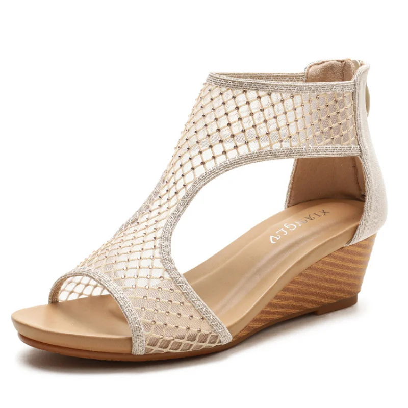 Women's sandals for summer, versatile, comfortable, casual, mesh women's shoes, thick-soled wedge heels, plus-size
Women's sandals for summer, versatile, comfortable, casual, mesh women's shoes, thick-soled wedge heels, plus-size