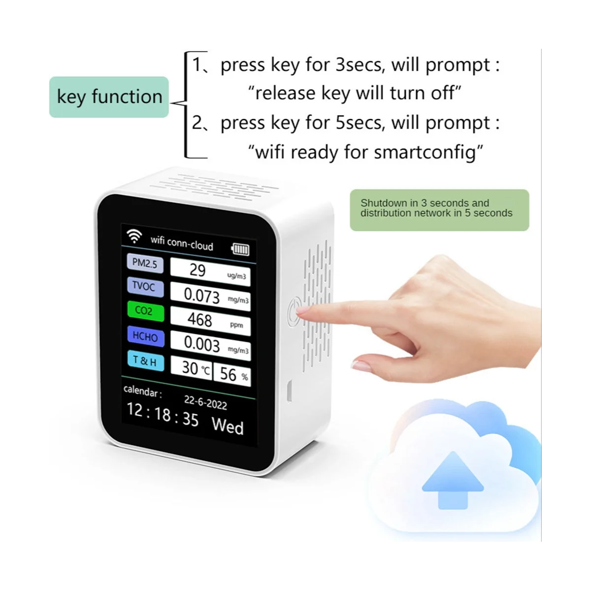 Умный анализатор качества воздуха Tuya Wi-Fi 7 в 1, измеритель CO2, TVOC, HCHO, PM2.5, белый детектор формальдегида, датчик CO2
Умный анализатор качества воздуха Tuya Wi-Fi 7 в 1, измеритель CO2, TVOC, HCHO, PM2.5, белый детектор формальдегида, датчик CO2