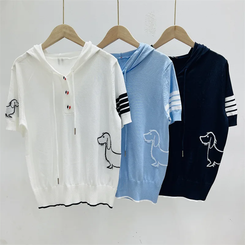 Hooded T-Shirt For Women Knit Crochet Dog Casual Knit Sweatshirt Short Sleeves Summer Crop Tops Tees Clothing
Hooded T-Shirt For Women Knit Crochet Dog Casual Knit Sweatshirt Short Sleeves Summer Crop Tops Tees Clothing