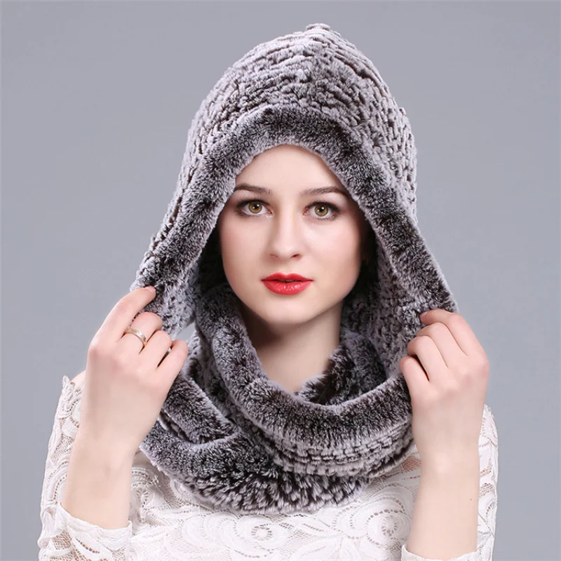 Warm Thermal Windproof Balaclava Women Knitted Rex Rabbit Fur Hat Hooded Scarf Long Winter Plush Hat Collar Scarves Hat Scarf
Warm Thermal Windproof Balaclava Women Knitted Rex Rabbit Fur Hat Hooded Scarf Long Winter Plush Hat Collar Scarves Hat Scarf