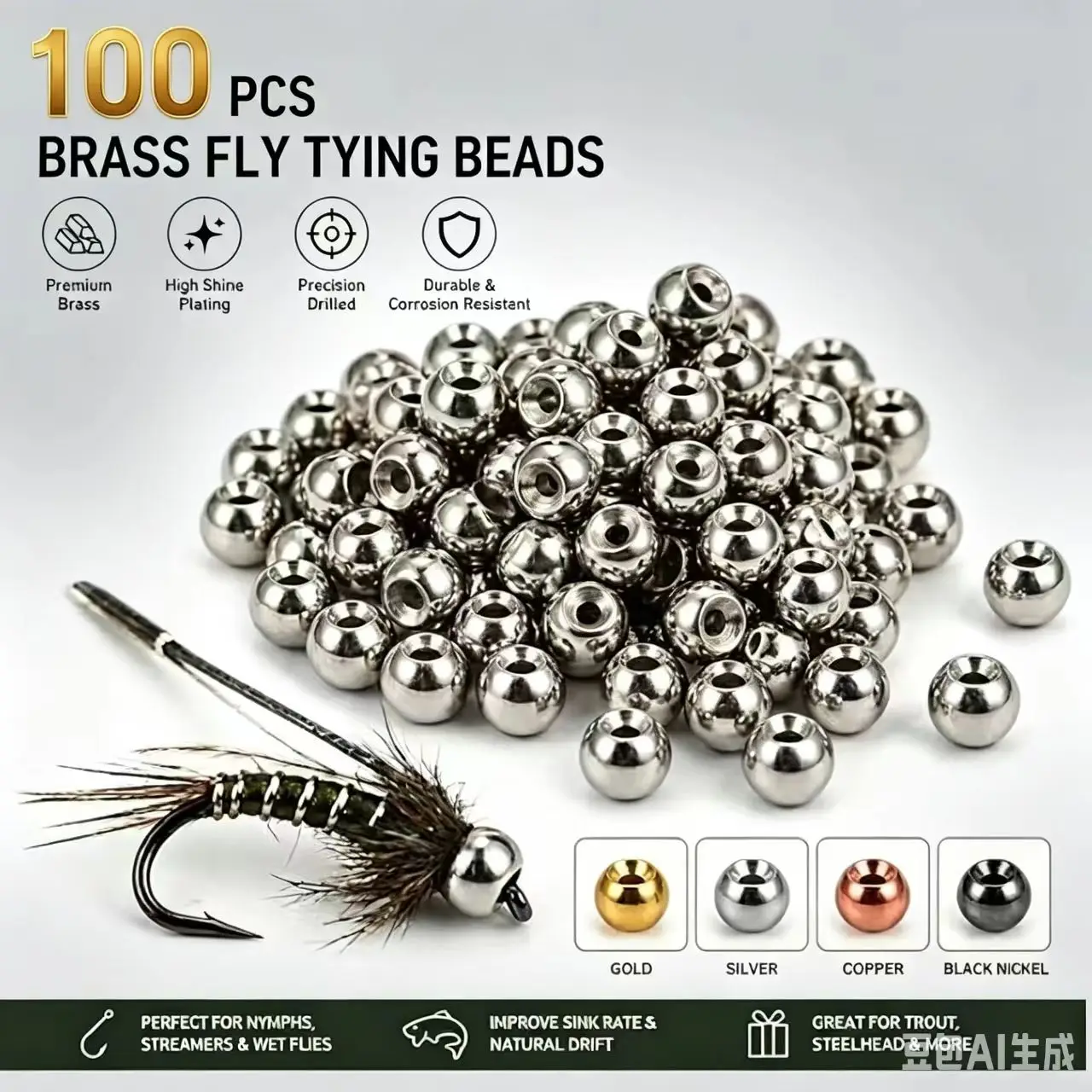 Elite TG 100Pcs 2.0-4.7mm 4Colors Fly Fishing Brass Beads Cyclops Nymph Head Beads Fly Tying Lure Making Materials
Elite TG 100Pcs 2.0-4.7mm 4Colors Fly Fishing Brass Beads Cyclops Nymph Head Beads Fly Tying Lure Making Materials