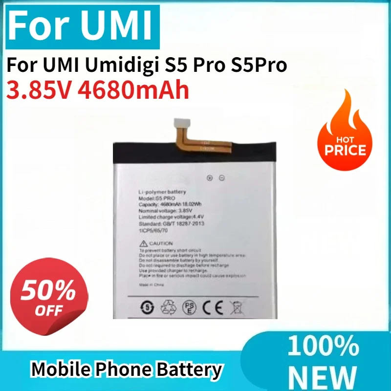 Brand-New Rechargeable Battery 3.85V 4680mAh For UMI Umidigi S5 Pro S5Pro Mobile Phone Battery
Brand-New Rechargeable Battery 3.85V 4680mAh For UMI Umidigi S5 Pro S5Pro Mobile Phone Battery