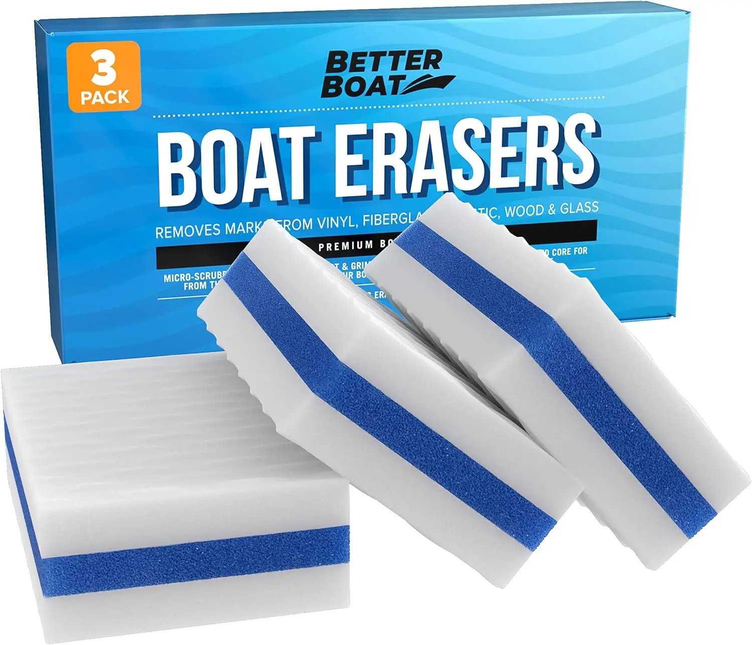 Boat Erasers - Cleaning Sponge for Scuff Marks & Grime, Marine Accessories, Safe on Fiberglass Vinyl Gelcoat Deck Hull
Boat Erasers - Cleaning Sponge for Scuff Marks & Grime, Marine Accessories, Safe on Fiberglass Vinyl Gelcoat Deck Hull