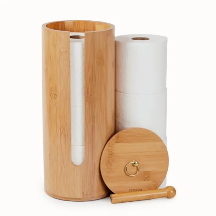 Bamboo Toilet Paper Storage with Dual-Use Lid, Freestanding Bathroom Tissue Organizer with Viewing Slot, Built-In Handle, Anti-
Bamboo Toilet Paper Storage with Dual-Use Lid, Freestanding Bathroom Tissue Organizer with Viewing Slot, Built-In Handle, Anti-