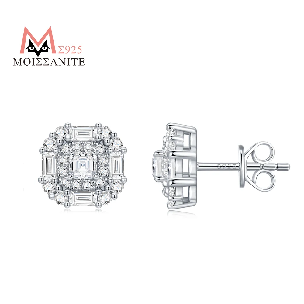 JIUZUAN S925 Sterling Silver Moissanite Stud Earrings for Women Vintage Emerald Cut Multi Layer Halo Design Elegant Jewelry
JIUZUAN S925 Sterling Silver Moissanite Stud Earrings for Women Vintage Emerald Cut Multi Layer Halo Design Elegant Jewelry