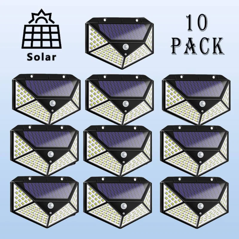 10Pcs Solar Lamps Outdoor Waterproof 100 LED Wall Lights Motion Sensor Powered Street Entrance Lighting Garden Fence Decoration
10Pcs Solar Lamps Outdoor Waterproof 100 LED Wall Lights Motion Sensor Powered Street Entrance Lighting Garden Fence Decoration