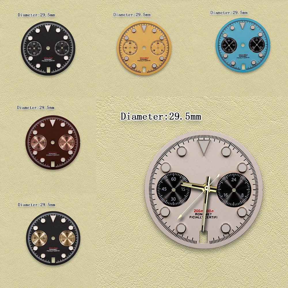 29.5mm S Logo Panda VK63 dial 6 o'clock calendar Fit VK63 Movement Green Luminous High Quality Watch Modification Accessories
29.5mm S Logo Panda VK63 dial 6 o'clock calendar Fit VK63 Movement Green Luminous High Quality Watch Modification Accessories