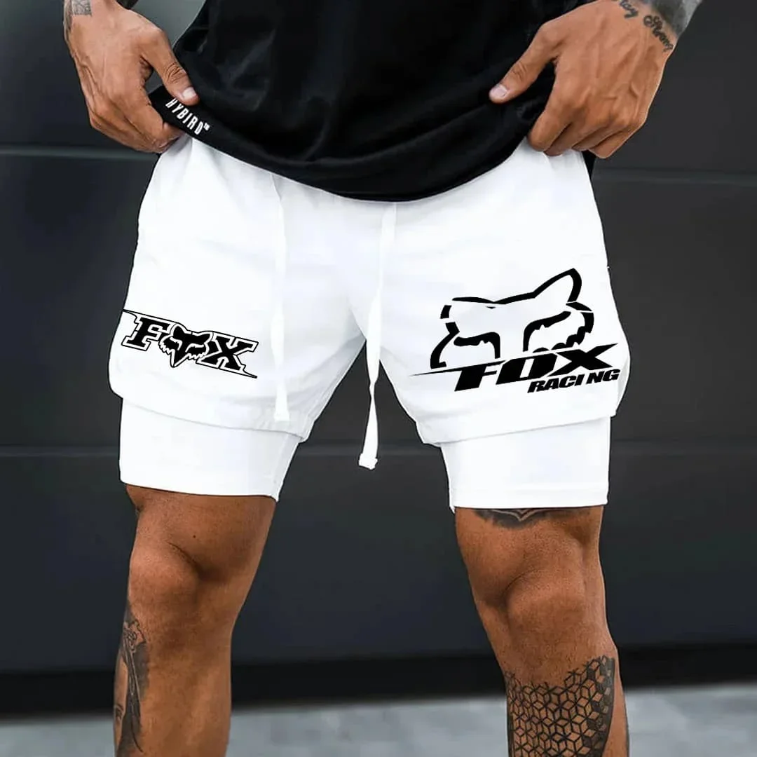 New Summer Men's Quick-drying Fake Two-piece Shorts Men's FOX Printed Double-layer Sports Shorts Running Fitness Shorts Moto
New Summer Men's Quick-drying Fake Two-piece Shorts Men's FOX Printed Double-layer Sports Shorts Running Fitness Shorts Moto
