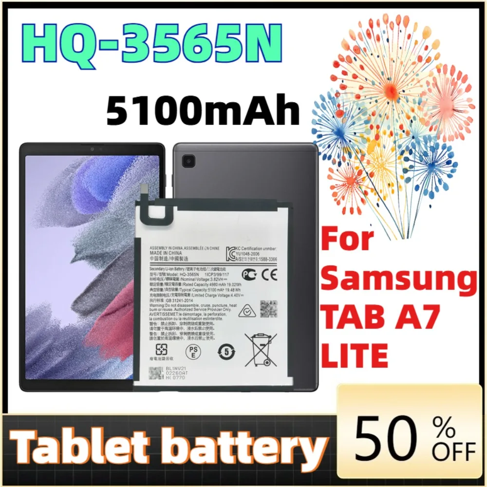 For Samsung Galaxy Tab A7 Lite 8.7 2021 SM T225N T225C SM T220 SM T225 Volts 5100mAh Tablet Battery
For Samsung Galaxy Tab A7 Lite 8.7 2021 SM T225N T225C SM T220 SM T225 Volts 5100mAh Tablet Battery