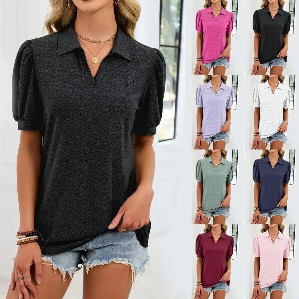 2026 Summer Women Blouses V Neck Bubble Short Sleeve Pullover Top Blusa Feminina Solid Color Casual Tunic Tops Ladies Blouse
2026 Summer Women Blouses V Neck Bubble Short Sleeve Pullover Top Blusa Feminina Solid Color Casual Tunic Tops Ladies Blouse