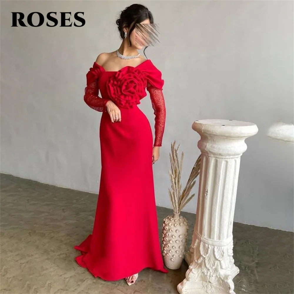 ROSES Red Elegant Off the Shoulder Prom Dresses Mermaid Formal Gown 3D Flower Evening Party Dress for Woman 프롬 드레스 Customized
ROSES Red Elegant Off the Shoulder Prom Dresses Mermaid Formal Gown 3D Flower Evening Party Dress for Woman 프롬 드레스 Customized
