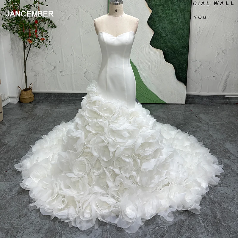 Elegant Strapless Mermaid Wedding Dress Women White Satin Open Back Bridal Gown Train Vestidos De Novia Customized LSSG114
Elegant Strapless Mermaid Wedding Dress Women White Satin Open Back Bridal Gown Train Vestidos De Novia Customized LSSG114