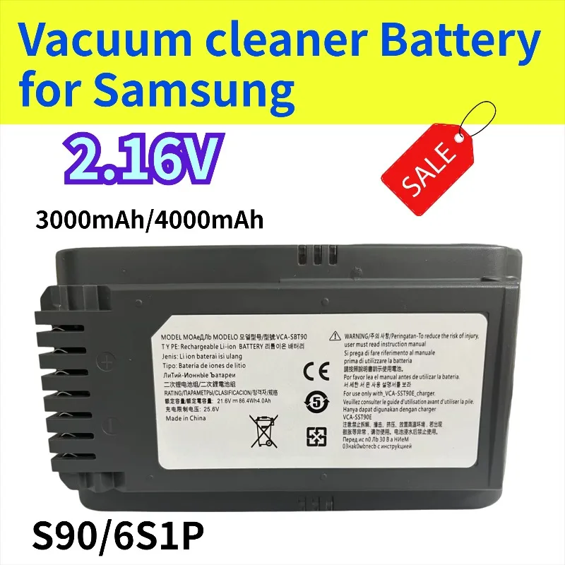 4.0Ah 21.6V Lithium Ion Battery for Samsung Vacuum Cleaner Jet 90/Jet 75 Pet/Jet 75 Cordless Vacuum Cleaner VCA-SBT90/XAA VS9000
4.0Ah 21.6V Lithium Ion Battery for Samsung Vacuum Cleaner Jet 90/Jet 75 Pet/Jet 75 Cordless Vacuum Cleaner VCA-SBT90/XAA VS9000