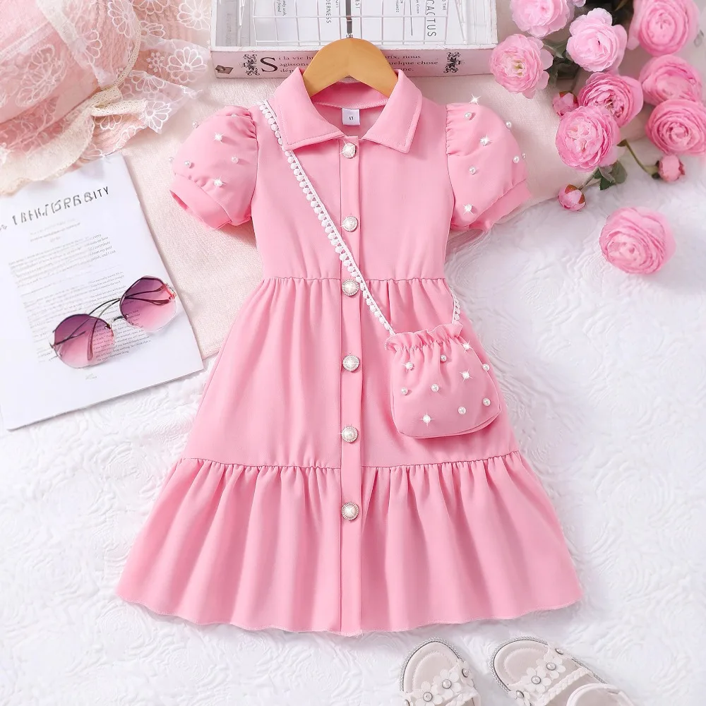 Stylish Toddler Girls Dress Set Solid Color Pearl Sleeve Design + Matching Pearl Shoulder Bag for 2-12Y
Stylish Toddler Girls Dress Set Solid Color Pearl Sleeve Design + Matching Pearl Shoulder Bag for 2-12Y