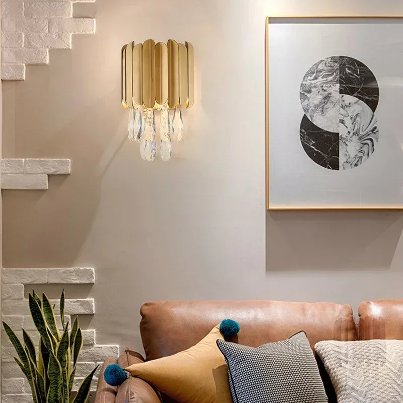 SANDYHA Modern Golden Stainless Steel Wall Lamp Crystal Lampshade Led Light Living Room Decoration Dining Table Lighting Fixture
SANDYHA Modern Golden Stainless Steel Wall Lamp Crystal Lampshade Led Light Living Room Decoration Dining Table Lighting Fixture