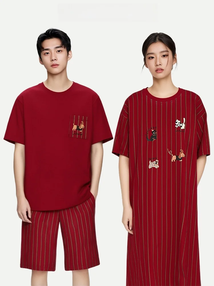 PinkBread Couples Sleepwear Pure Cotton Short Sleeve Home Clothes Suitable for Outdoor Spring Summer Red Dachshund Design
PinkBread Couples Sleepwear Pure Cotton Short Sleeve Home Clothes Suitable for Outdoor Spring Summer Red Dachshund Design