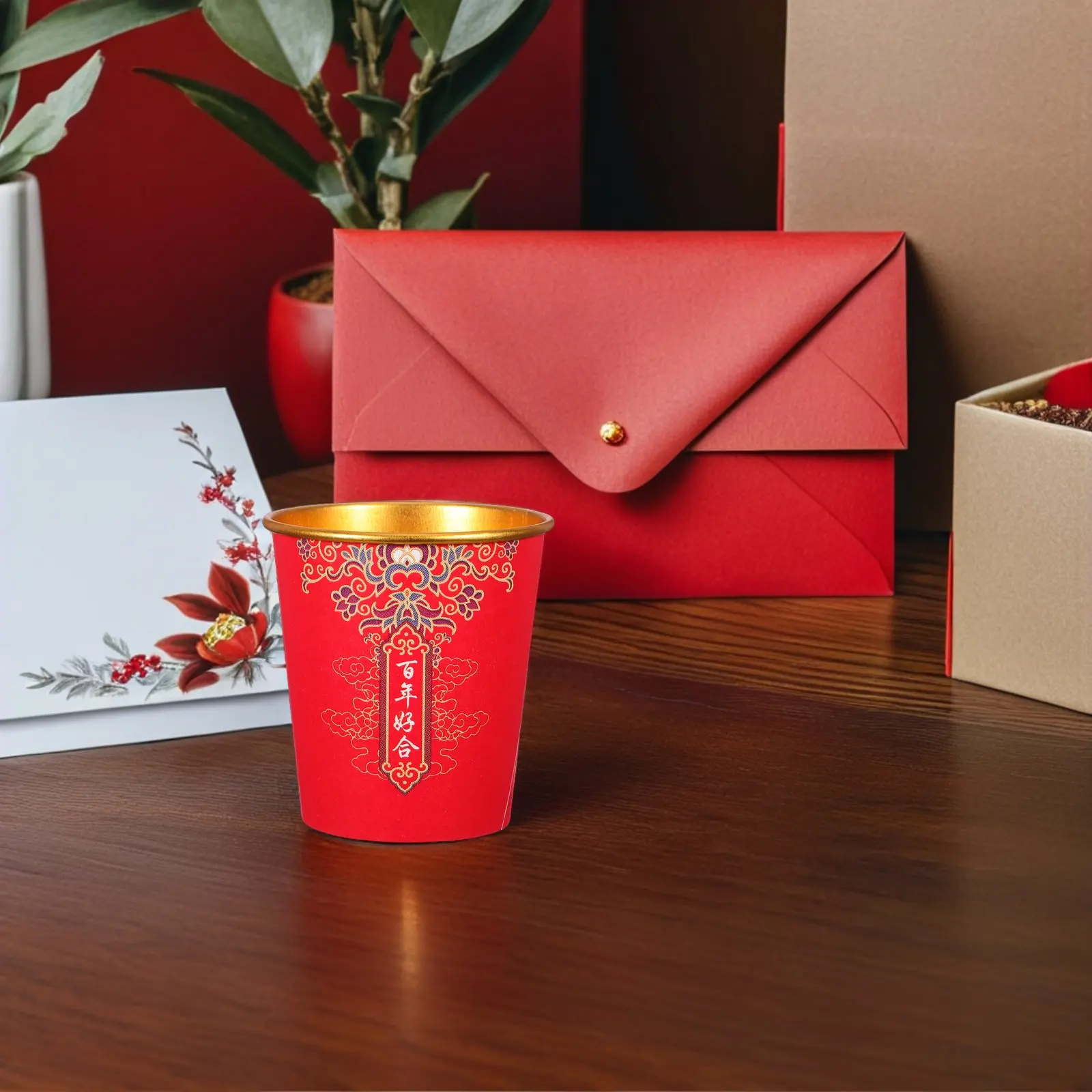 100Pcs Chinese Wedding Gold Foil Paper Cups Thickened Red Disposable Tea Coffee Cups for Wedding Ceremony Party Decoration
100Pcs Chinese Wedding Gold Foil Paper Cups Thickened Red Disposable Tea Coffee Cups for Wedding Ceremony Party Decoration