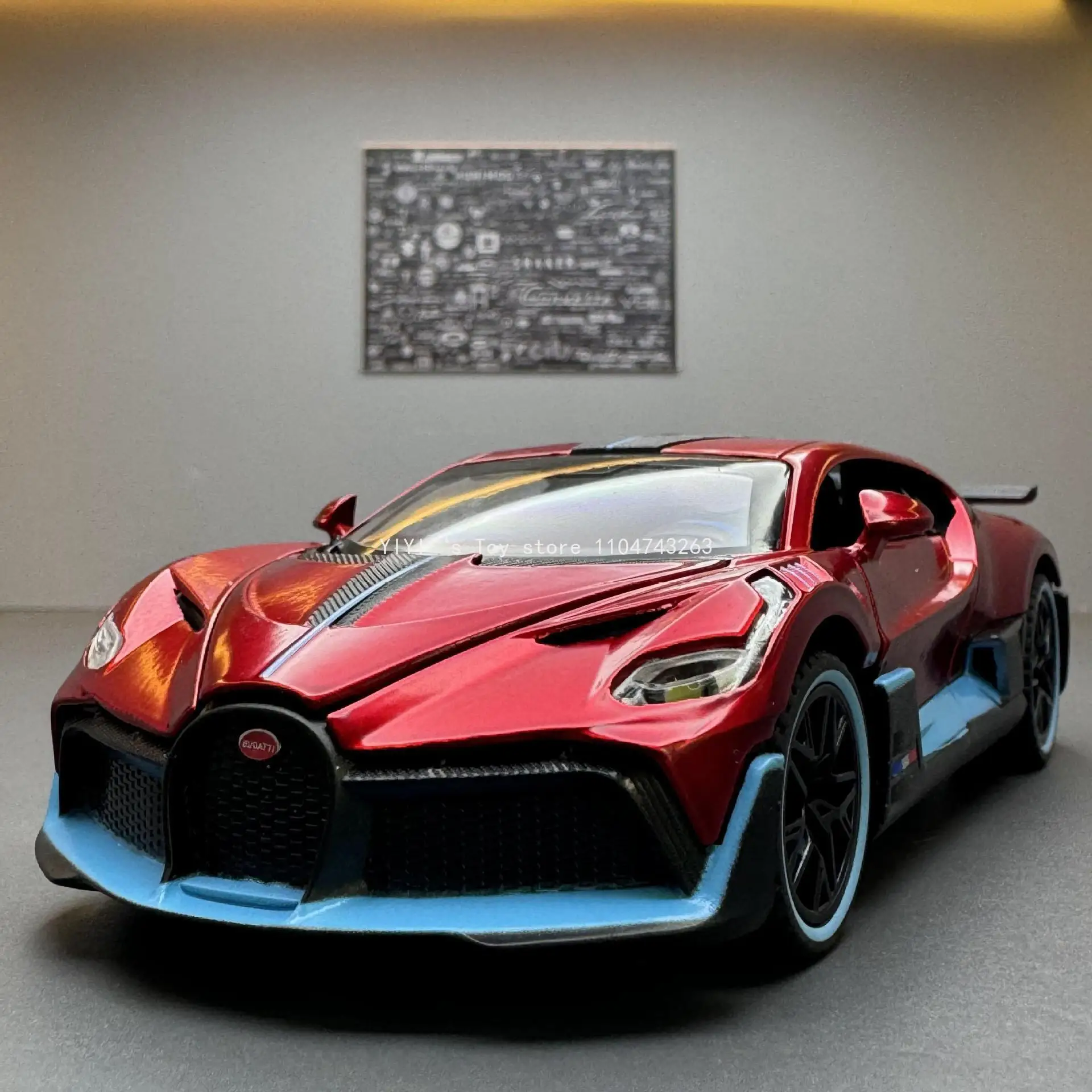 Simulation 1: 32 Bugatti DIVO sports car Model sound and light die-casting toy car and collectible gifts A20
Simulation 1: 32 Bugatti DIVO sports car Model sound and light die-casting toy car and collectible gifts A20