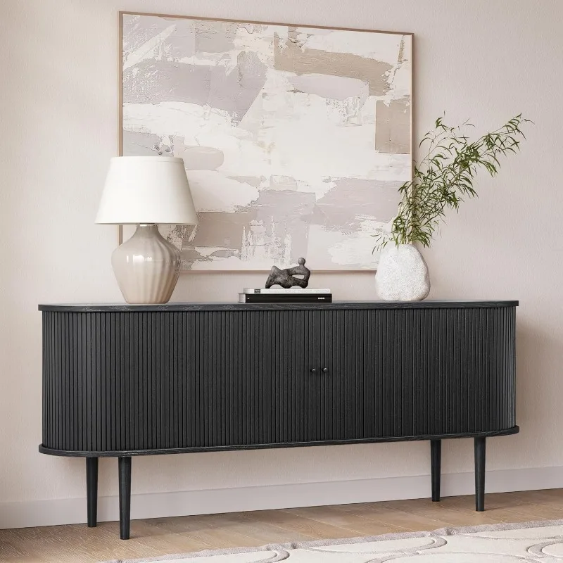 71’’ Black Sideboard Cabinet with Doors and Shelves - Black Cabinet for Living Room, Bedroom, Entryway and Office Credenza
71’’ Black Sideboard Cabinet with Doors and Shelves - Black Cabinet for Living Room, Bedroom, Entryway and Office Credenza