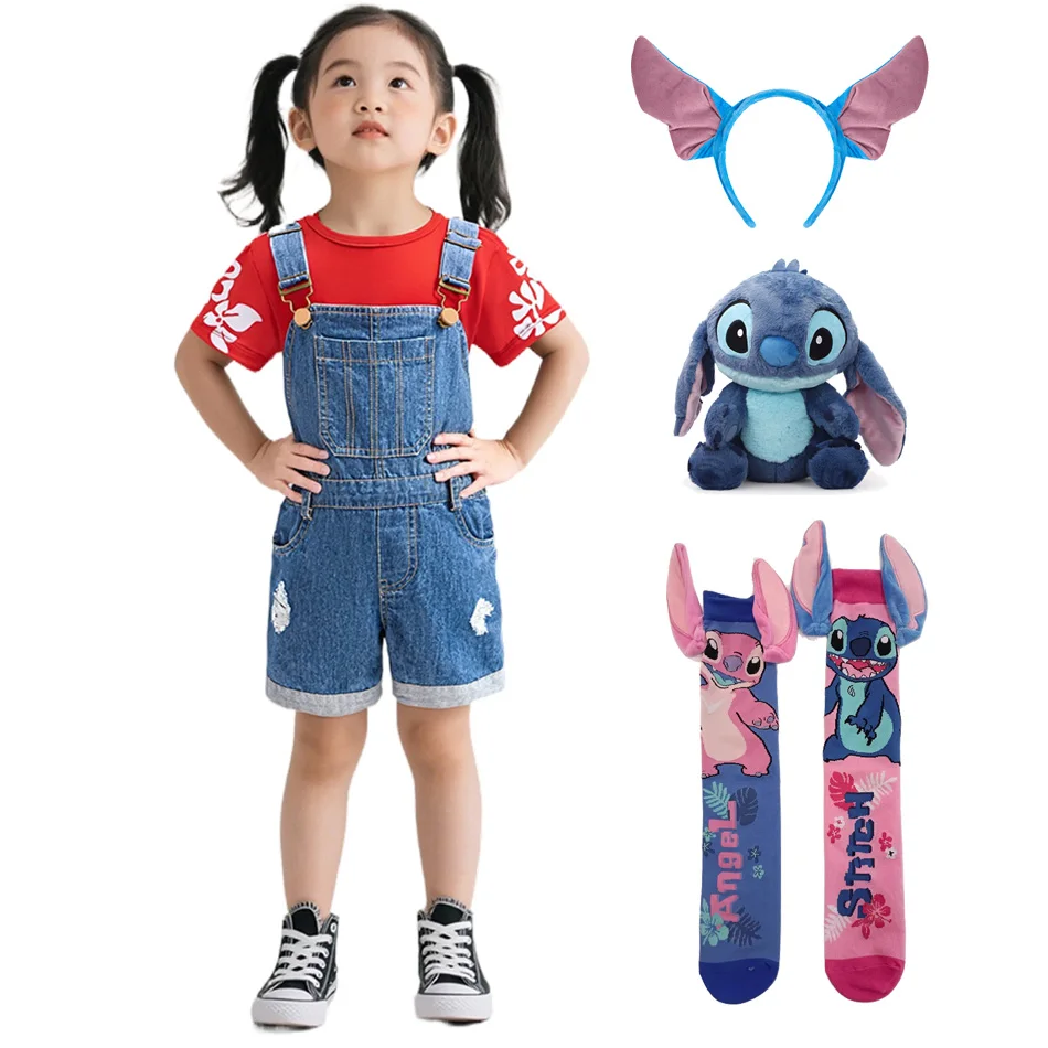 Комплект одежды для малышей Disney Lilo And Stitch, красная футболка с гавайским принтом, потертый джинсовый комбинезон, повязка на голову с ушками, кукла для Пурима
Комплект одежды для малышей Disney Lilo And Stitch, красная футболка с гавайским принтом, потертый джинсовый комбинезон, повязка на голову с ушками, кукла для Пурима