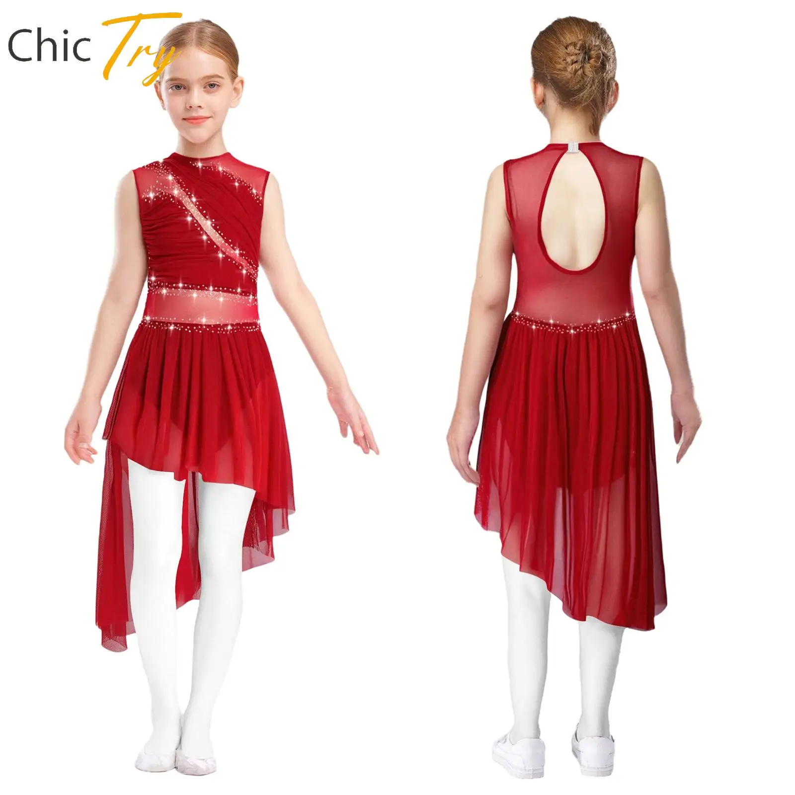 Kid Girl Sleeveless Ballet Lyrical Modern Dance Dress Rhinestone Mesh Skirted Leotard Gymnastics Figure Skating Fashion Costumes 
Kid Girl Sleeveless Ballet Lyrical Modern Dance Dress Rhinestone Mesh Skirted Leotard Gymnastics Figure Skating Fashion Costumes