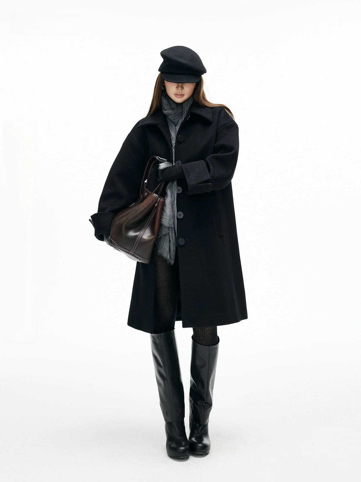 Classic H-Line Woolen Coat with Button Detail Mid-Length Wool Blend Suit Jaet Simple Sle Long Sve Classic Lapel
Classic H-Line Woolen Coat with Button Detail Mid-Length Wool Blend Suit Jaet Simple Sle Long Sve Classic Lapel