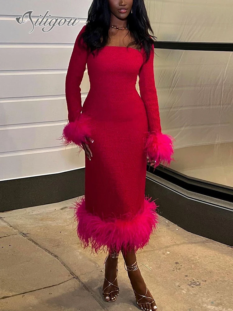Ailigou 2023 New Summer Women's Sexy Long Sleeve Feather Midi Tight Bandage Dress Elegant Celebrity Party Dress Vestido
Ailigou 2023 New Summer Women's Sexy Long Sleeve Feather Midi Tight Bandage Dress Elegant Celebrity Party Dress Vestido