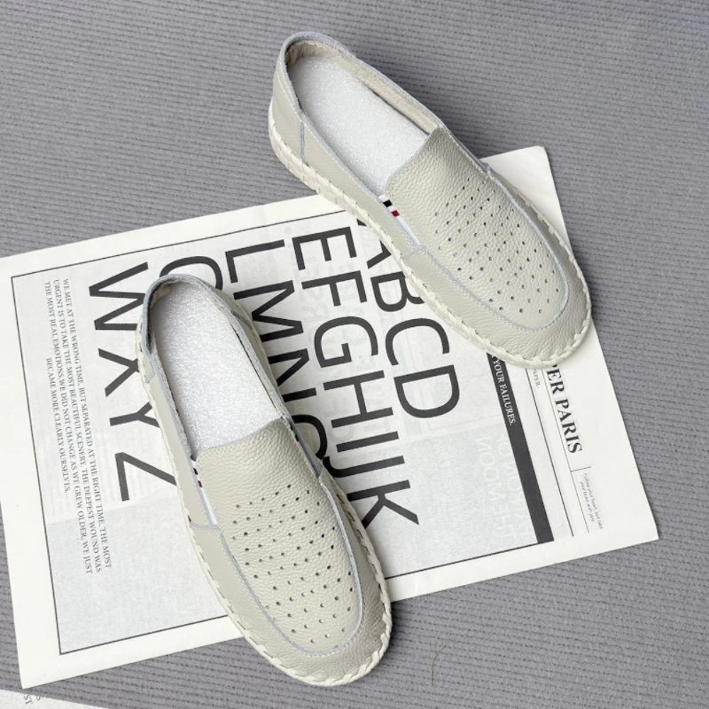 Men Genuine Leather Shoes Hand Stitched Perforated Breathable Summer Casual Oxfords Loafers
Men Genuine Leather Shoes Hand Stitched Perforated Breathable Summer Casual Oxfords Loafers