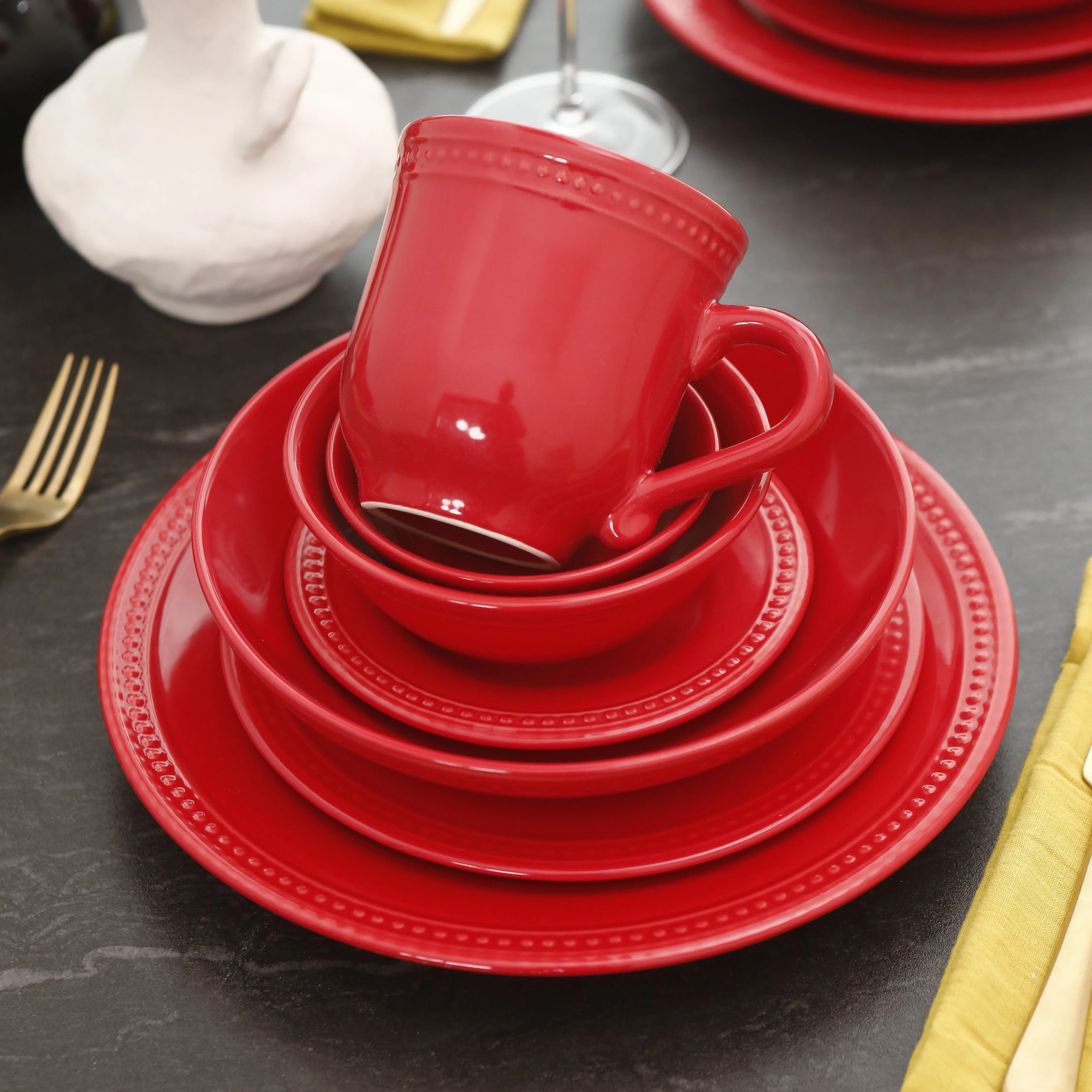 42-Piece Round Shape French Romantic Red Color Pearl Dots Dinnerware Set For 6, Suitable For Mother's Day, Valentine's Day, Thanksgiving,Wedding,New Year‘s Day,Guest & Celebration Holiday
42-Piece Round Shape French Romantic Red Color Pearl Dots Dinnerware Set For 6, Suitable For Mother's Day, Valentine's Day, Thanksgiving,Wedding,New Year‘s Day,Guest & Celebration Holiday