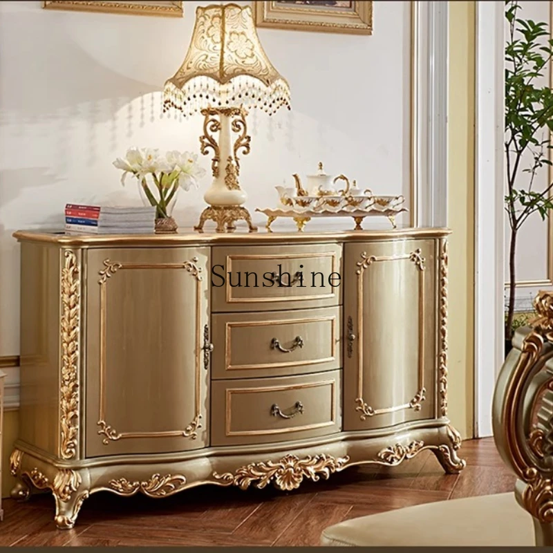 European dining side full solid wood carving flower champagne color storage villa restaurant storage tea cabinet
European dining side full solid wood carving flower champagne color storage villa restaurant storage tea cabinet