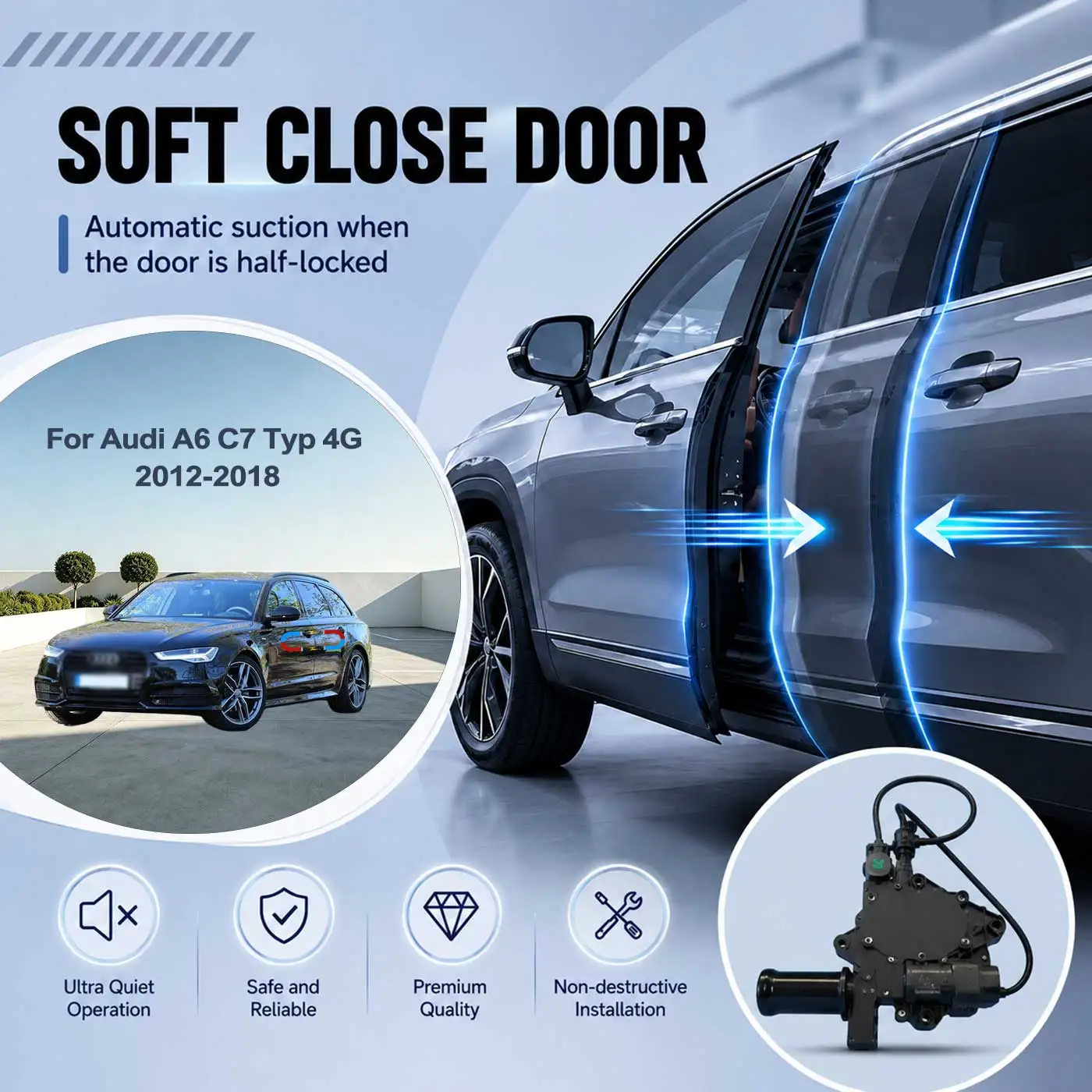 For Audi A6 C7 Typ 4G 2012-2018 Electric Soft Close Door Auto Pull-In Suction Lock Intelligent Silent Closer Kit
For Audi A6 C7 Typ 4G 2012-2018 Electric Soft Close Door Auto Pull-In Suction Lock Intelligent Silent Closer Kit