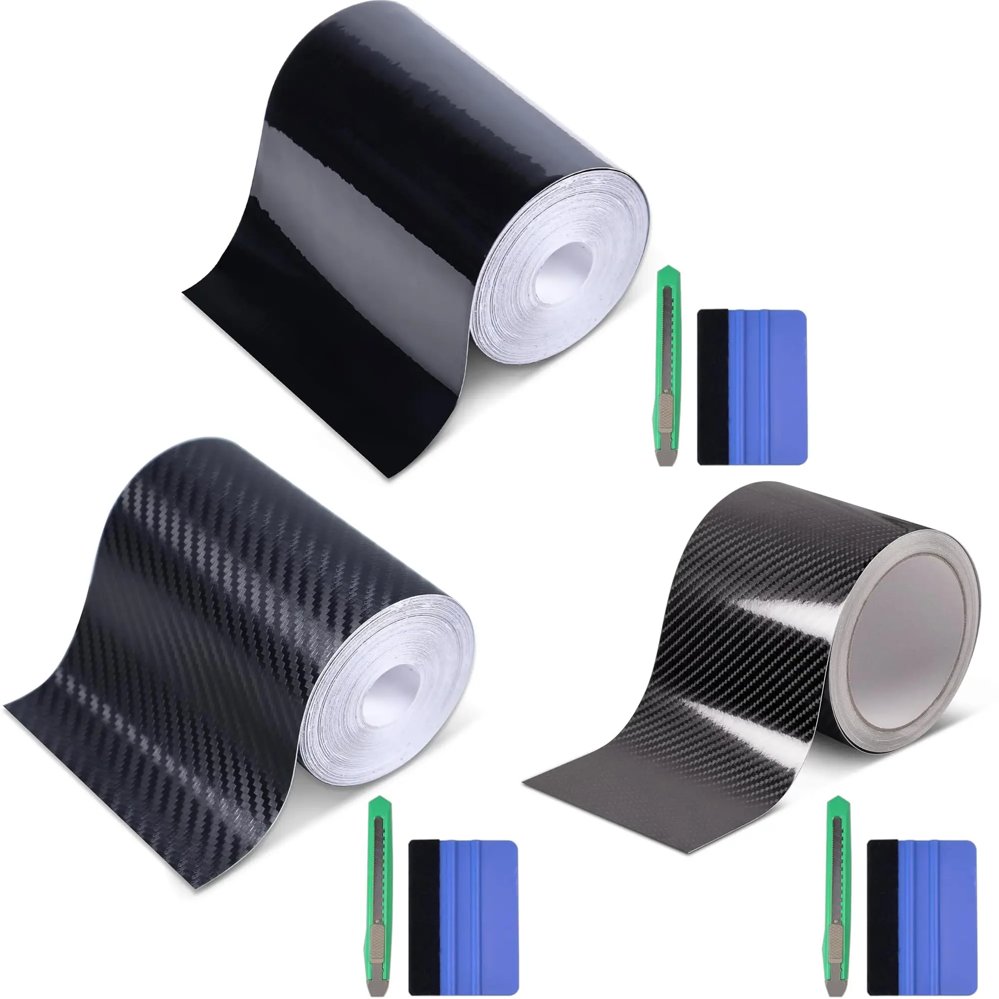 Glossy Black And 3D/6D Carbon Fiber Vinyl Wrap Roll 4 Inch x 30 Feet With Application Tools
Glossy Black And 3D/6D Carbon Fiber Vinyl Wrap Roll 4 Inch x 30 Feet With Application Tools