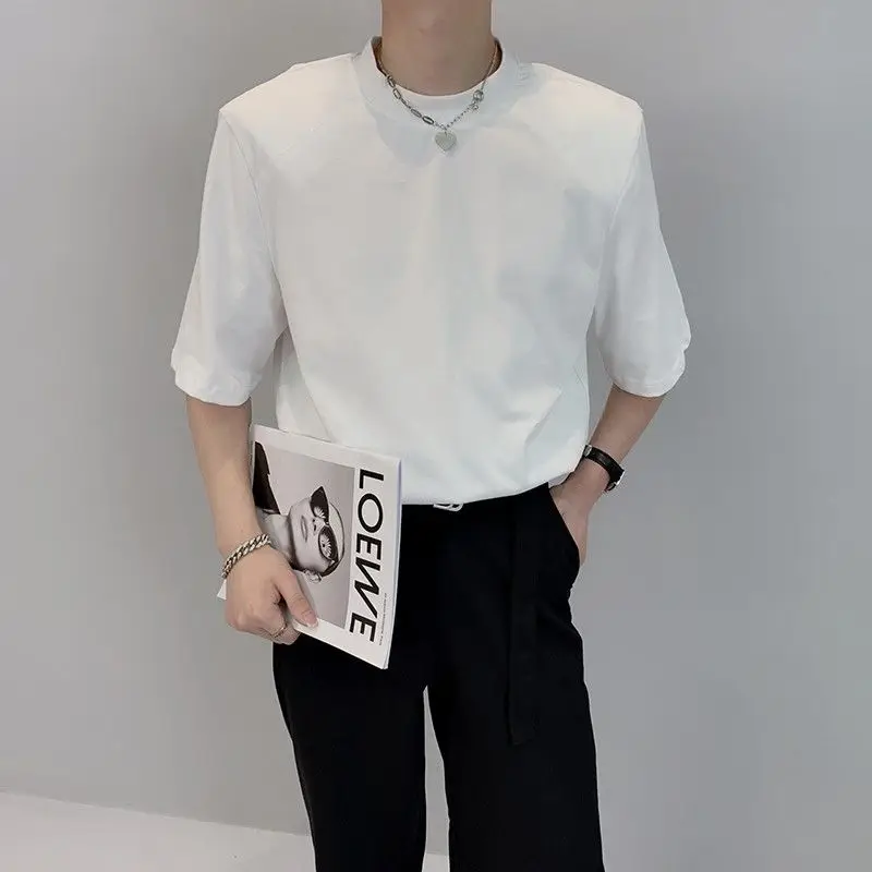 Shoulder pad short-sleeved men summer new trendy clothes right shoulder white inner half-sleeved high street loose thin T-shirt
Shoulder pad short-sleeved men summer new trendy clothes right shoulder white inner half-sleeved high street loose thin T-shirt