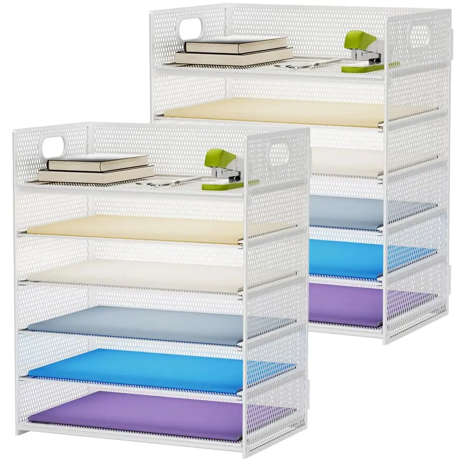 2 Pack Desk Organizer with Handle, 6 Tier Paper Letter Tray, Mesh Desk File Organizer for Office, School and Home Whtie
2 Pack Desk Organizer with Handle, 6 Tier Paper Letter Tray, Mesh Desk File Organizer for Office, School and Home Whtie