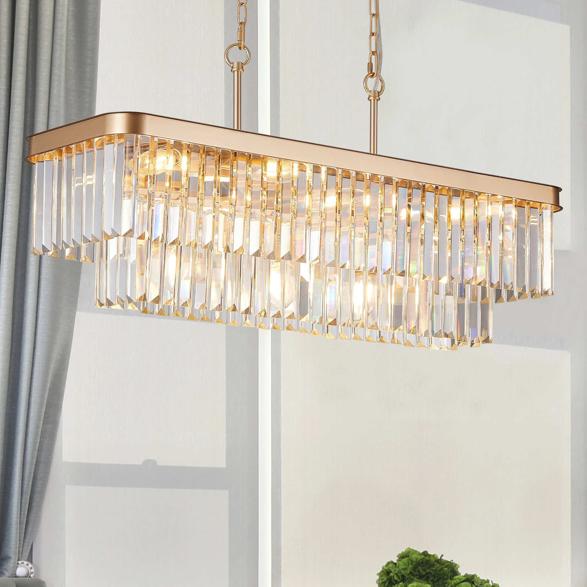33.5 Inch Chandeliers,Rectangular Crystal Chandelier Adjustable,E12 Modern Industrial Crystal Lights (Bulb Not Included)
33.5 Inch Chandeliers,Rectangular Crystal Chandelier Adjustable,E12 Modern Industrial Crystal Lights (Bulb Not Included)