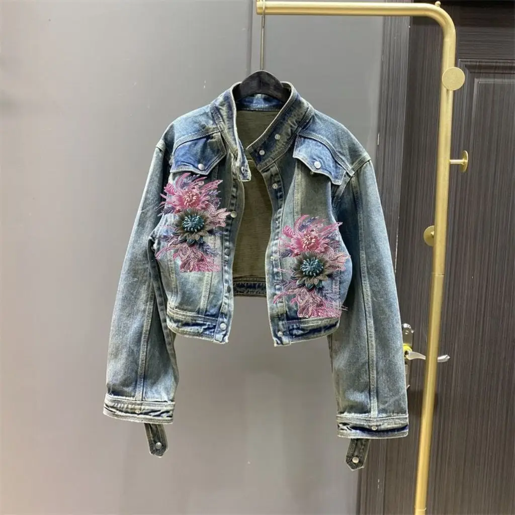 2025 Spring New Vintage Hong Kong Sle Loose Fit ort Denim Jaet Stand Collar Slimming Top Women's Faion Commute Wind
2025 Spring New Vintage Hong Kong Sle Loose Fit ort Denim Jaet Stand Collar Slimming Top Women's Faion Commute Wind