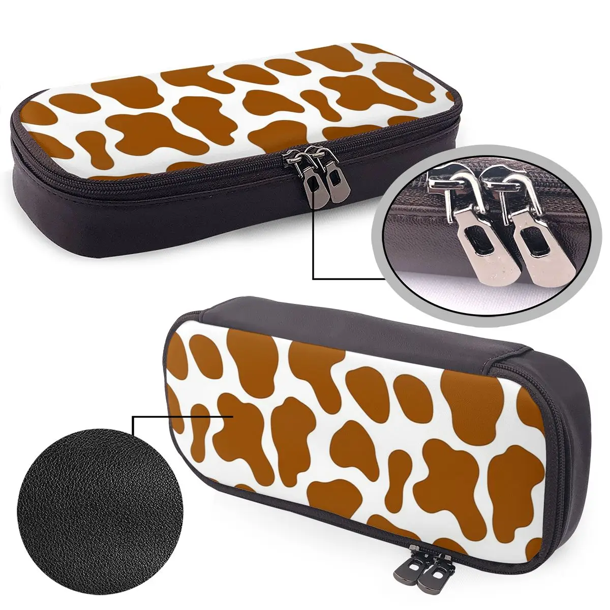 Cow Brown Spots Cute Cow Skin Leather Pencil Case Pencil Pouch Storage Stationery Supplies Pen Box Pencil Bag for Studen School
Cow Brown Spots Cute Cow Skin Leather Pencil Case Pencil Pouch Storage Stationery Supplies Pen Box Pencil Bag for Studen School