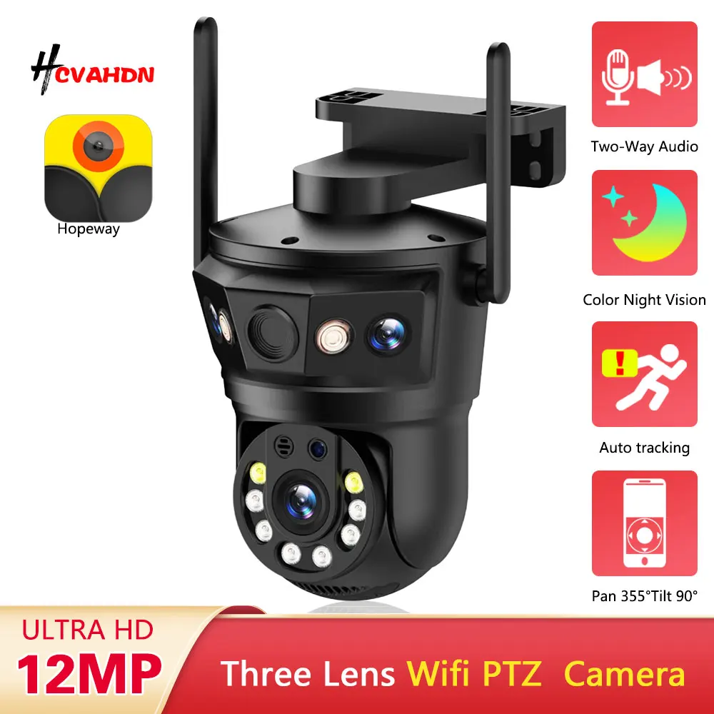 6K WIFI Security Camera Three Screen Three Lens 4K PTZ IP Camera Color Night Vision Auto Tracking Video Surveillance Camera
6K WIFI Security Camera Three Screen Three Lens 4K PTZ IP Camera Color Night Vision Auto Tracking Video Surveillance Camera