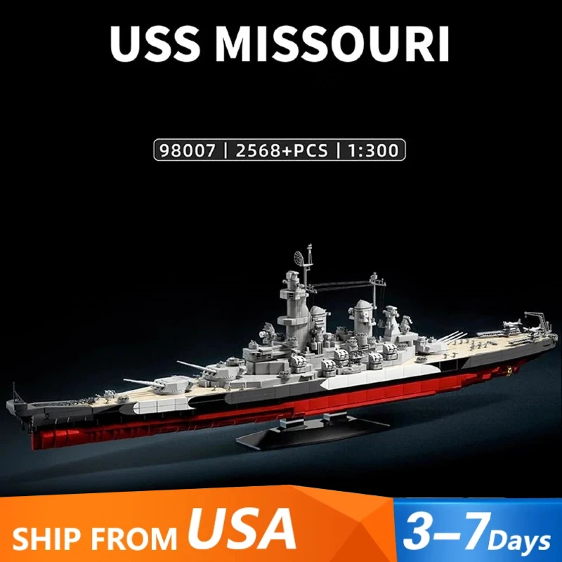 2568PCS MOC Military WW2 1:300 USS Missouri Battle Ship Building Blocks Model Desktop Ornaments Assembly Ship Bricks Adult Gifts
2568PCS MOC Military WW2 1:300 USS Missouri Battle Ship Building Blocks Model Desktop Ornaments Assembly Ship Bricks Adult Gifts