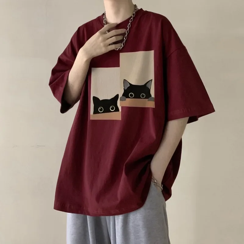 EBAIHUI Cat Print Men's T-shirt Summer Loose Men's Short Sleeved Tshirts Korean New Simple Round Neck Couple Top
EBAIHUI Cat Print Men's T-shirt Summer Loose Men's Short Sleeved Tshirts Korean New Simple Round Neck Couple Top