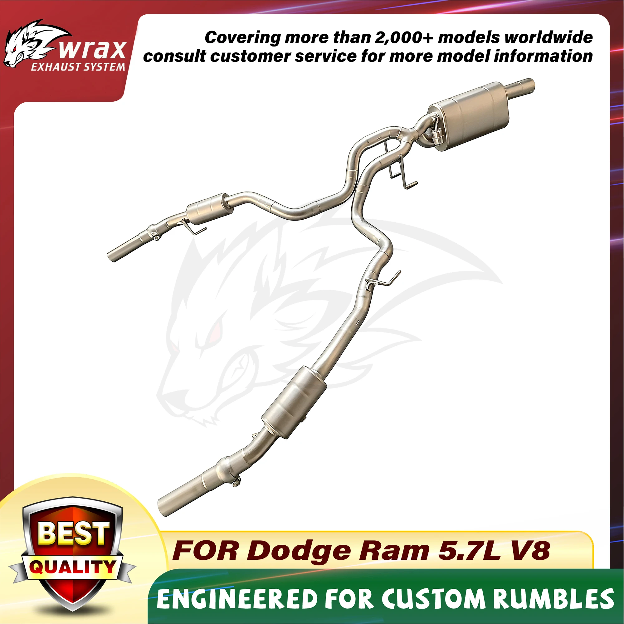 Stainless Steel Sport Catback WRAX Performance Exhaust System for Dodge Ram 5.7L V8 Wireless Remote Valve Race Car-grade Sound
Stainless Steel Sport Catback WRAX Performance Exhaust System for Dodge Ram 5.7L V8 Wireless Remote Valve Race Car-grade Sound