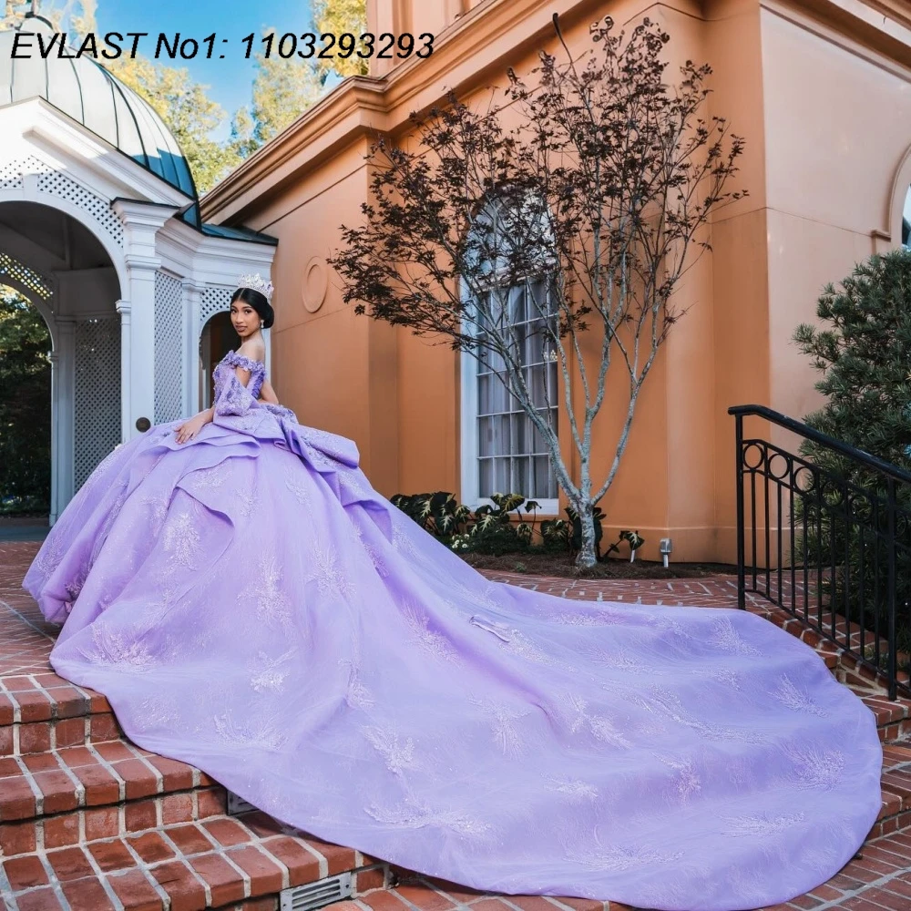 EVLAST Customized Glitter Lilac Ball Gown Quinceanera Dress Lace Applique Crystal Beaded Bow Sweet 16 Vestidos De 15 Anos E1Q997
EVLAST Customized Glitter Lilac Ball Gown Quinceanera Dress Lace Applique Crystal Beaded Bow Sweet 16 Vestidos De 15 Anos E1Q997