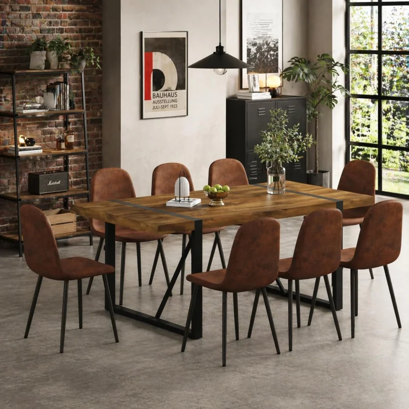 8-Piece Dining Set 8, 71'' Dark Solid Wood Kitchen Table + 8 Suede Fabric Chairs, Comfort Padded Easy Clean Dining Room
8-Piece Dining Set 8, 71'' Dark Solid Wood Kitchen Table + 8 Suede Fabric Chairs, Comfort Padded Easy Clean Dining Room