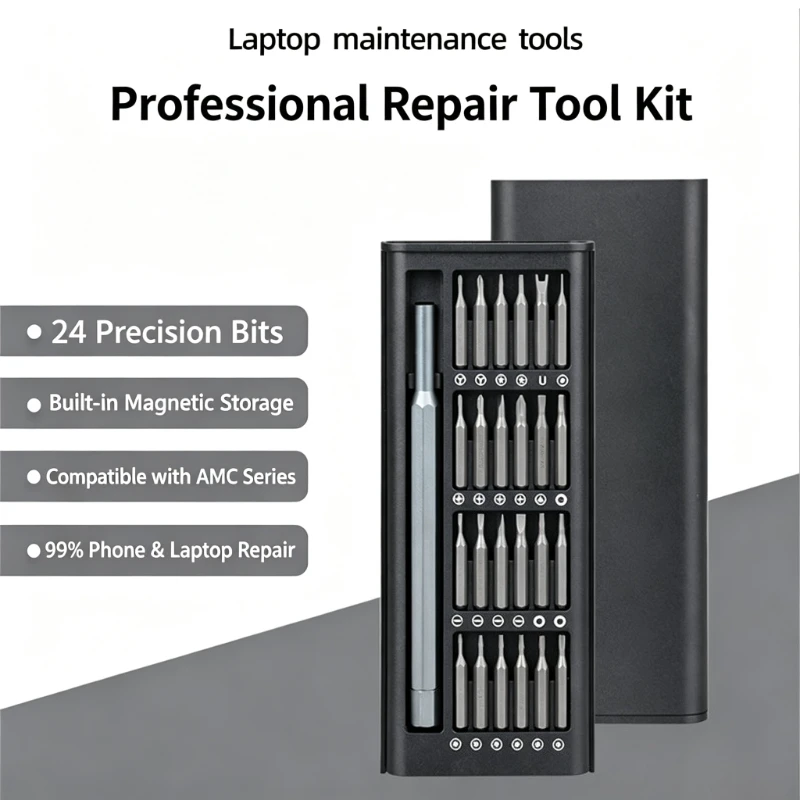 24-in-1 Precision Magnetic Screwdriver Mini Repair Tool CR-V Steel Bits for Phone Laptop PC Watch Camera Electronics DIY Repair
24-in-1 Precision Magnetic Screwdriver Mini Repair Tool CR-V Steel Bits for Phone Laptop PC Watch Camera Electronics DIY Repair