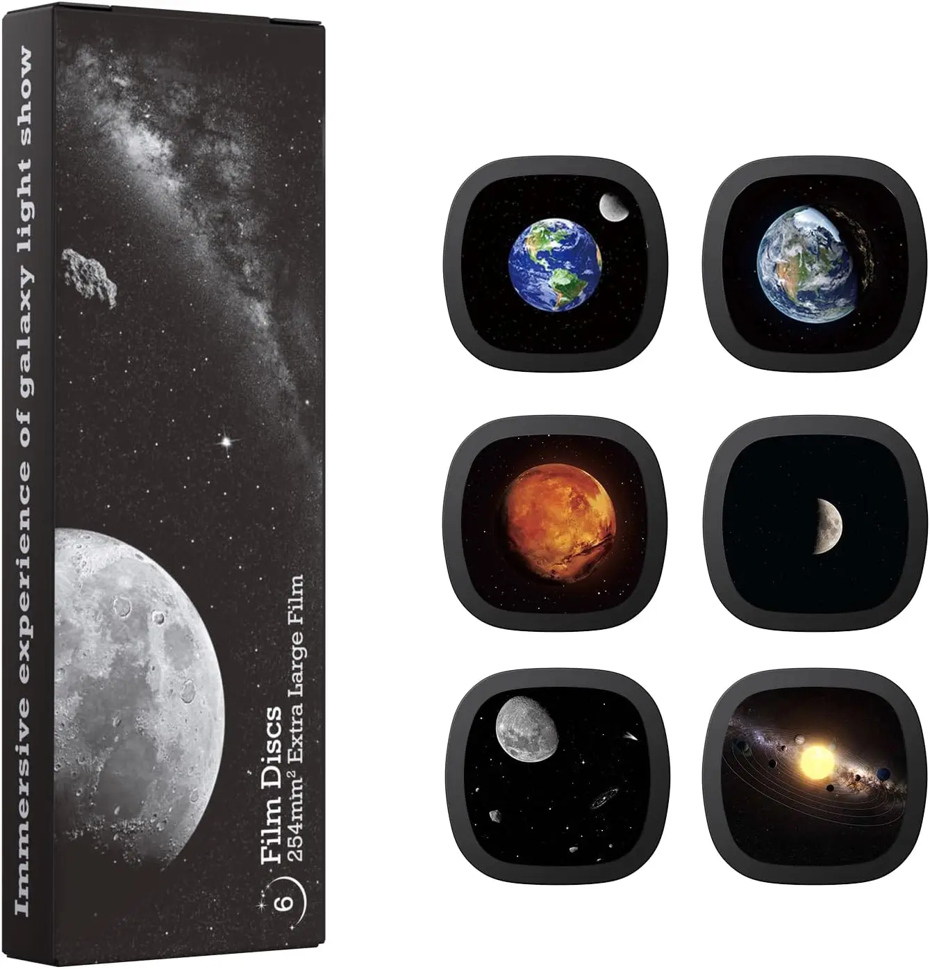 Galaxy Projector Disc Set 6Pcs Ultra HD Slides for Star Projector with Earth Moon Mars Solar System
Galaxy Projector Disc Set 6Pcs Ultra HD Slides for Star Projector with Earth Moon Mars Solar System