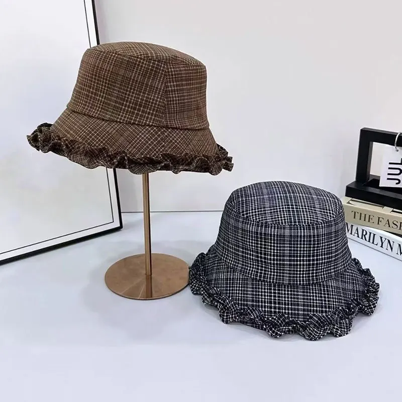 Korean Version of Retro Lace Color Matching Plaid Bucket Hats Women Summer Autumn Travel Fashion Versatile Elegant Basin Cap
Korean Version of Retro Lace Color Matching Plaid Bucket Hats Women Summer Autumn Travel Fashion Versatile Elegant Basin Cap